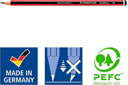 STAEDTLER 110-3B Tradition Graphite Pencil for Drawing & Sketching - 3B (Box of 12), Black...