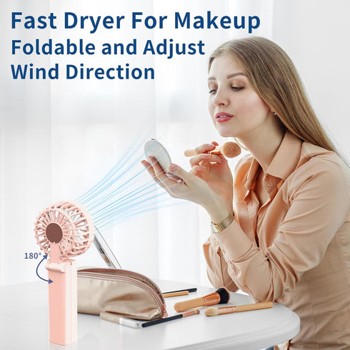 Mini Handheld Fan, Neck Fan, Portable Fan Rechargeable, 2500mAh Rechargeable USB Fan, 180° Adjustable,3 Speed Personal Small Desk Fan, Strong Airf...