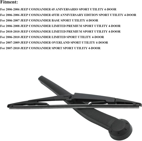 Rear Windshield Wiper Arm & Wiper Blade Set for Jeep 2006-2010 Commander SUV Rear Windshield Back Wiper Arm Blade Replacement OEM Number 5174877AA...