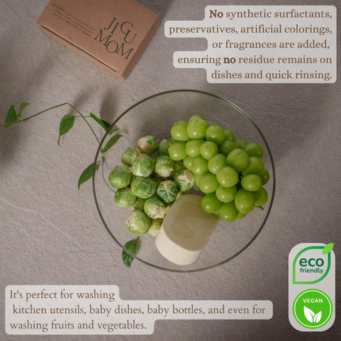 JiguMom Natural Big Soap Bar Dishwashing (8.82oz *3 set) Eco Friendly Plastic Free Packaging with Sustainable Organic Ingredients for Kitchen...