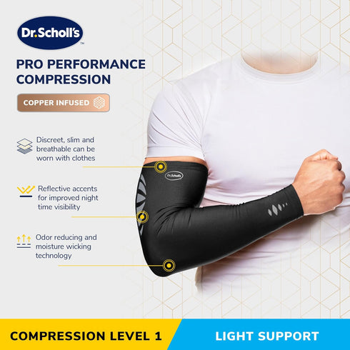 Dr. Scholl’s Compression Arm Sleeve with Breathable & Copper-Infused Fabrics for Pain Relief & Support (Size L/XL)...