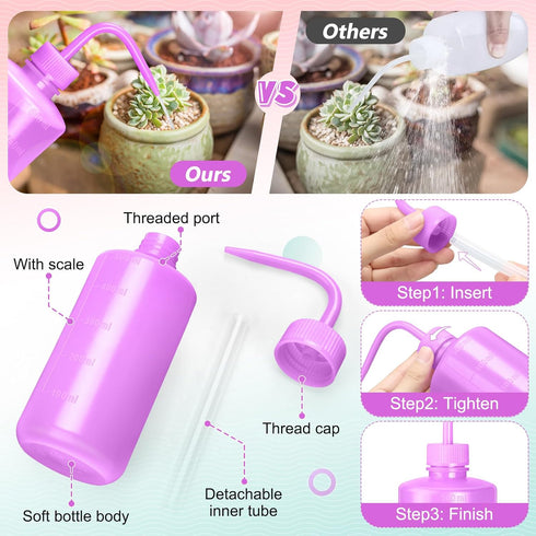 500ml Premium Eyelash Water Bottle for Extensions, 16oz Lash Rinse Bottle No Need to Squeeze Hard, Easy to Carry Tattoo Squeeze Bottle for Eyelash...