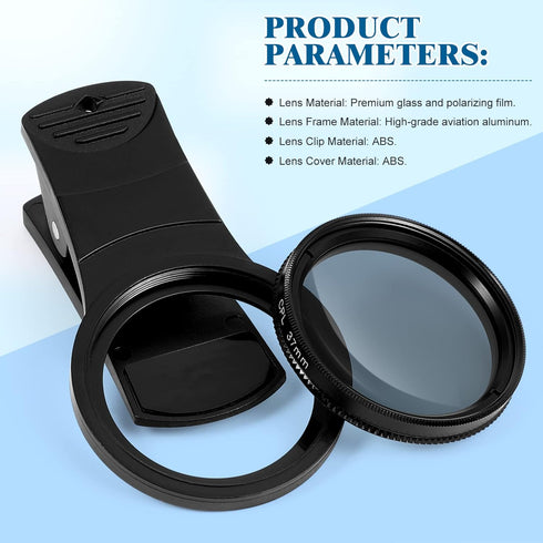 37mm Cell Phone Lens CPL Filter- Universal Phone Camera Lens Clip On CPL Filter Lens Circular CPL Polarizer Filter Compatible with/Smartphones, wi...
