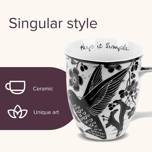 Karma Gifts 16 oz Black and White Boho Mug Hummingbird - Cute Coffee and Tea Mug - Ceramic Coffee Mugs for Women and Men, 1 Count (Pack of 1)...