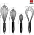 Walfos Whisk Silicone Whisks set, Non Scatch Coated Whisks for Cooking and Baking, Heavy Duty Set of 4 Kitchen Whisk - 11'' Flat Wisk and 7''+10''...