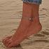 Bohemian Layered Blue Bead Anklet for Women Round Bead Ankle Bracelets Vintage Station Ball Anklets Silver Ball Anklets Chain Bracelet Summer Beac...