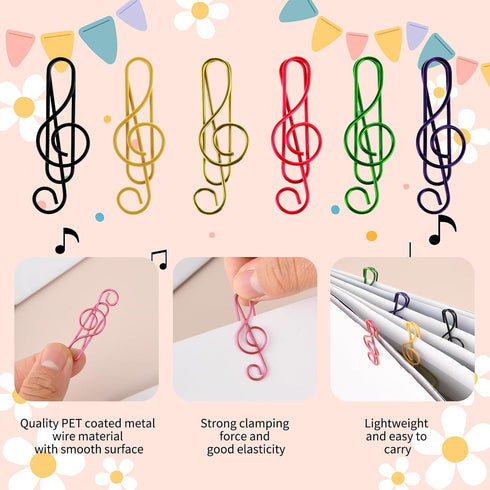 50PCS Music Paper Clips Music Note Paper Clips Cute Metal Musical Treble Clef Paper Clips Musical Notes Clips Fancy Fun Paper Clip Music Bookmark ...