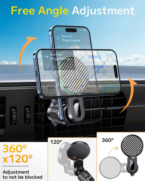 Qifutan for 15W Magsafe Car Mount Charger No Blocking of Air Vent Wireless Car Charger Automotive Accessories Magnetic Phone Holder for Car Fits f...