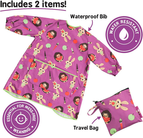 Tidy Tot - Long Baby Bib - Mess Proof Long Sleeve Feeding Smock with Large Food Catcher Pocket - Waterproof Bib...
