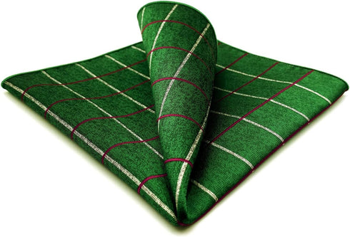 SHLAX&WING New Checkered Green Mens Pocket Square Handkerchief Designer Silk...