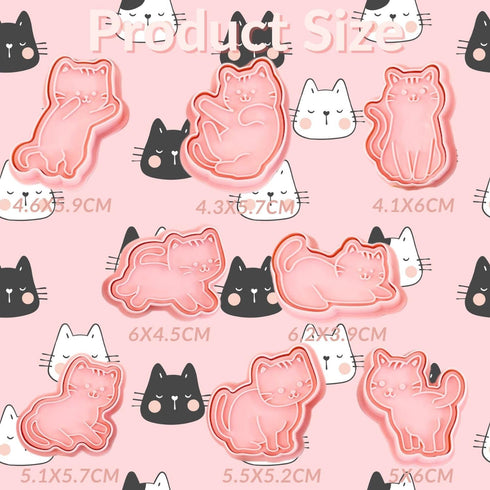 Crethinkaty Cat Cookie Cutters Set-8 Plastic Cookie Cutter Stamp- Cat Theme Fun Cookie Mold, Good for Making Cat Treats....