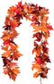 2 Pack Fall Maple Leaf Garland Artificial Maple Garland, Autumn Hanging Fall Leave Vines for Indoor Outdoor Wedding Thanksgiving Dinner Party Deco...