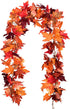 2 Pack Fall Maple Leaf Garland Artificial Maple Garland, Autumn Hanging Fall Leave Vines for Indoor Outdoor Wedding Thanksgiving Dinner Party Deco...