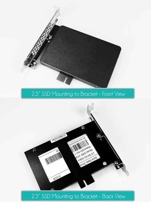 GLOTRENDS 2.5 inch SSD Mounting Bracket with SATA III Cable and SSD Screws, PCIe or PCI Slot Installation...