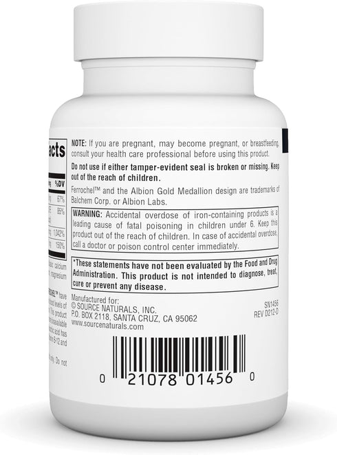 Source Naturals Advanced Ferrochel, Dietary Supplement Yielding 27 mg of Iron - 180 Tablets...