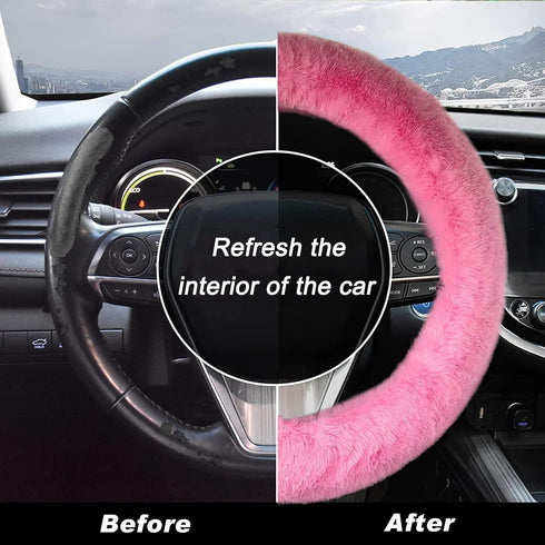 Fluffy Car Steering Wheel Cover,Steering Wheel Cover for Women Soft Plush Steering Wheel Cover Fashion Car Interior Decor Accessories Suitable for...