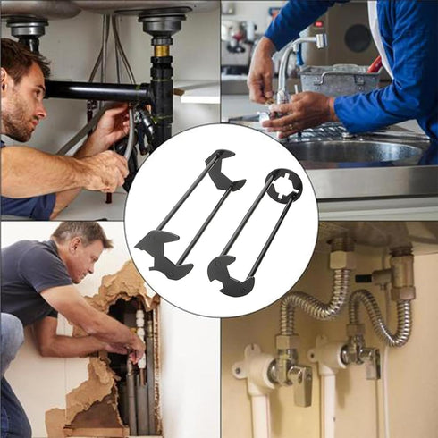 Basin Wrench, Sink Wrench Set 7 Sizes Universal Under Sink Plumbers Wrench Multifunctional Carbon Steel Faucet Wrench, Four-claw Hexagon Wrench fo...