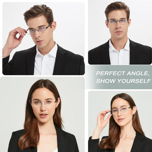 EYEURL Half Frame Reading Glasses Men and Women - Blue Light Blocking 1 Pair Computer Readers (Black, 2.5)...