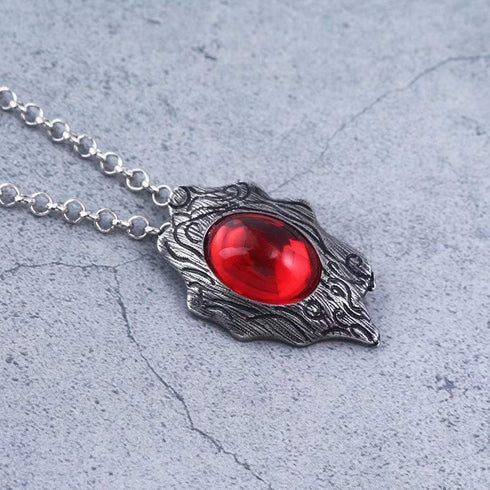 Game Devil May Cry Dante's Amulet Necklace Red Crystal Pendant Present for Men Women...