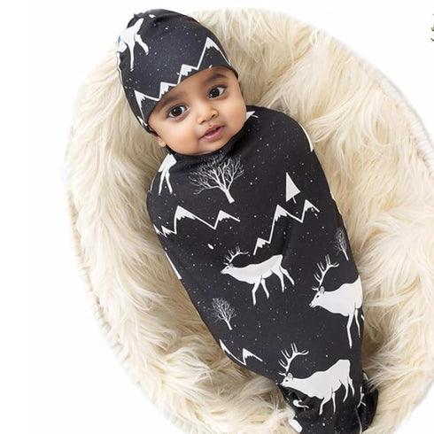 Galabloomer Newborn Swaddle Blanket with Beanie Set Baby Boy Receiving Blanket Gray Arrow...