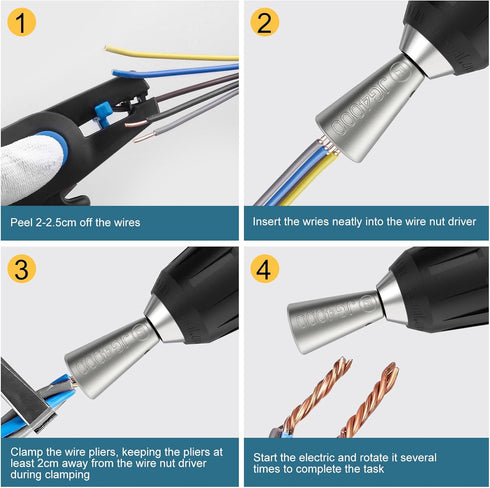 Wire Twister Tool for Drill, Wire Nut Twister, 3 Pack Drill Wire Twister Tool for Connector Wire Twisting Tool with 1/4" Chuck, Enhance Wiring Eff...