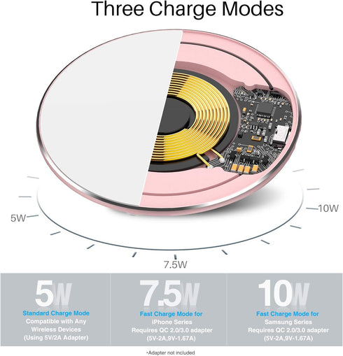 TOZO W3 Wireless Charger, 10W Qi-Certified Fast Charging Pad with Aviation Aluminum Computer Numerical Control Technology Compatible with iPhone 1...
