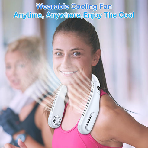 Neck Air Conditioner, 5000mAh Portable Neck Fan with Semiconductor Cooling Airflow Bladeless USB Neck Fans Portable Rechargeable with 3 Speeds, LE...