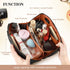 Travel Makeup Bag, 4L Large Capacity Cosmetic Bags for Women and Girls, Portable Makeup Organizer with Divider and Handle, PU Leather Waterproof M...