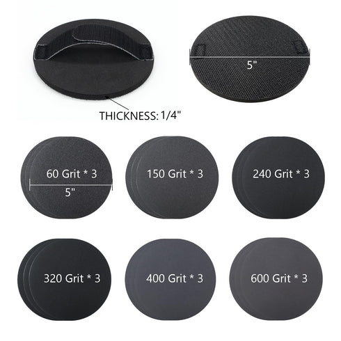 SCOTTCHEN 5”Hook and Loop Discs,EVA Velcro Hand Sanding Pad for Woodworking Furniture Restoration Home and Automotive Body,with 5”Sanding Discs To...