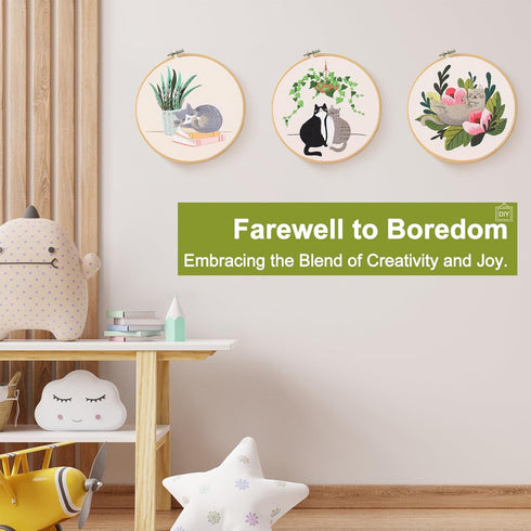 Santune 3 Pack Embroidery Kit for Beginners with Pattern, Cross Stitch Kits for Adults with Instructions,Needlepoint Kits for Adults Include 1 Emb...