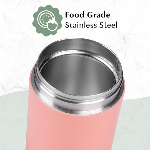 Goodful Stainless Steel Food Jar, Double Wall Vacuum Sealed Insulated Food Storage Container with Carry Handle Lid, 16-Ounce, Blush...