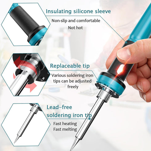 Cordless Soldering Iron Station Tool for Makita 18V Battery, 60W Fast Heating Soldering Station w/ 50g 0.04" Solder for DIY, Appliance Electronics...