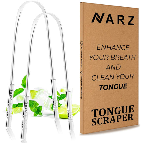 NARZ Tongue Scraper Professional Tongue Cleaner for Bad Breath Reusable Stainless Steel Tongue Scrapers for Oral Care with Dual Carved Handle for ...