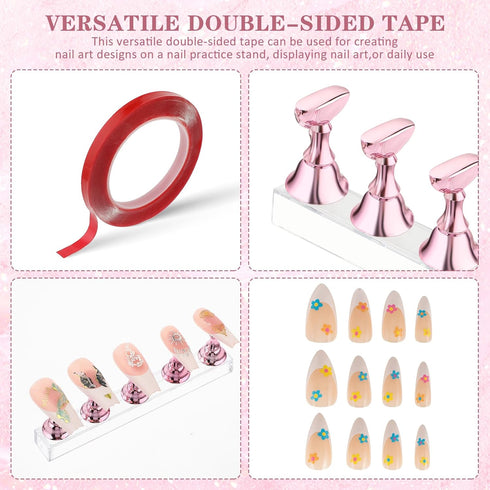 Qianyu 10 Pieces Nail Art Practice Stand Set 2 Acrylic Base Alloy Nail Tips Holders Training Fingernail Display Stands For Press On Reusable Putty...