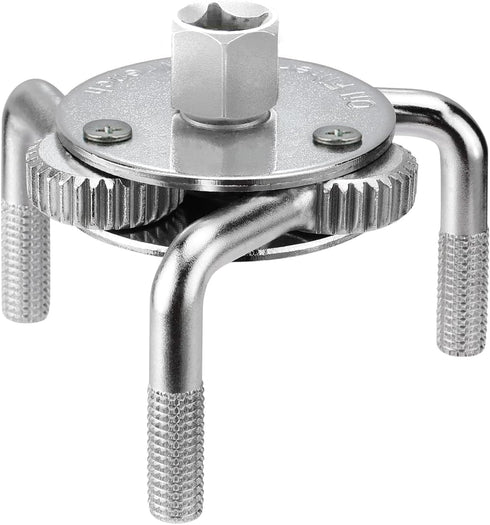 1 PC Round Foot Oil Grid Filter Wrench, 4.92" x 2.36" 3-Jaw Oil Filter Wrench, Extra Thick Double Tab Heavy Duty Oil Filter Removal Tool, For Larg...