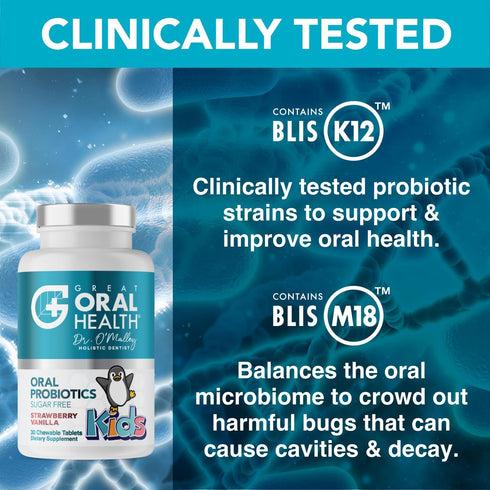 Childrens Oral Probiotics – Oral Care Probiotic for Kids Cavity Prevention & Bad Breath Treatment Supplement w/BLIS K12 M18 Mouth & Gum Health Den...