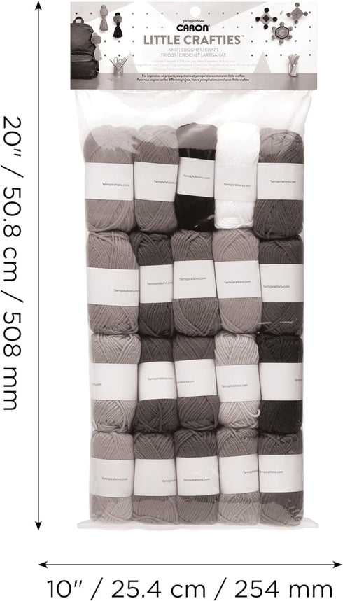 Caron Little Crafties Acrylic Mini Yarn Multipack 20 Count (Pack of 1) – Knitting, Crocheting & Art Projects – Machine Washable & Dryable – Durabl...