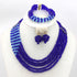 5 Rows Royal Blue Crystal Jewelry Set Handmade African Wedding Necklace Bracelet Earrings Set...