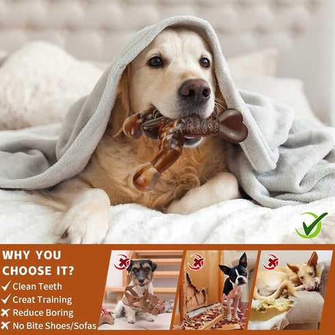 Dog Chew Toys for Aggressive Chewers Indestructible Dog Toys,Bacon Flavored,Tough Dog Bone Toys for Medium/Large Breed Dogs, Best Extreme Chew Toy...