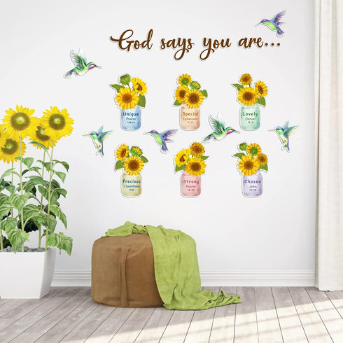 28 Pcs Sunflower Cutouts Spring Bulletin Board Decoration Classroom Wall Decor Spring Wall Art You are My Sunshine Set Bee Party Hummingbird Inspi...