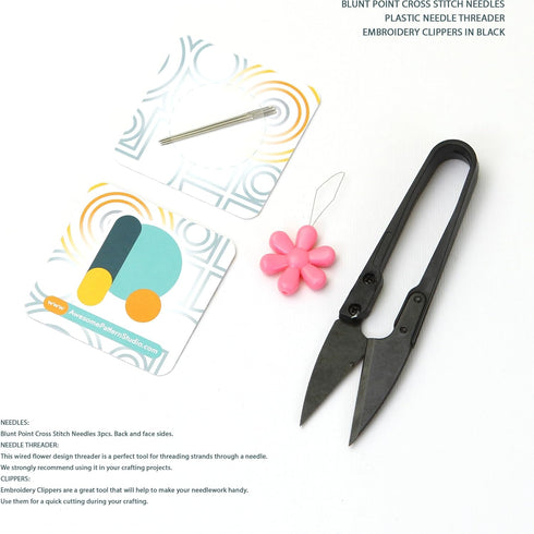 Comic Book Text Collection CS1702 - Counted Cross Stitch KIT#2 PRIME. Set of Threads, Needles, AIDA Fabric, Needle Threader, Embroidery Clippers a...