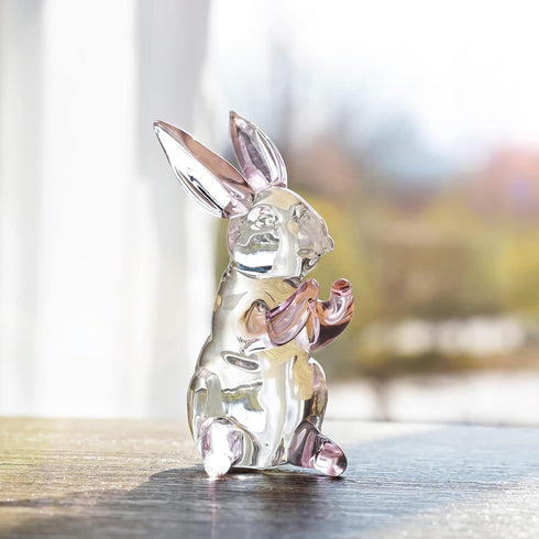 HDCRYSTALGIFTS 3.5inch Crystal Rabbit Bunny Figurine Collectibles Spring Easter Bunny Decorations Glass Art Animal Paperweight Easter Home Decor C...
