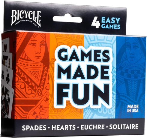 Bicycle 4 Playing Card Games in 1: Euchre, Hearts, Spades, and Solitaire (4 Card Game Pack)...