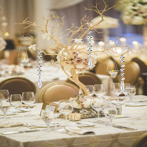 HOHIYA 30pc Hanging Crystals for Centerpieces Acrylic Chandelier Garland Beads Strands Prism Decorations Wedding Party Manzanita Christmas Tree Or...
