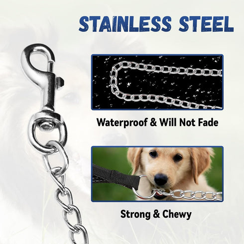 Heavy Duty Dog Leash 6ft Metal Pet Lead with Stainless Steel Links for Medium Large Dog (Black)...