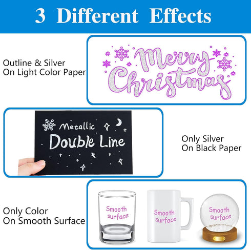 Shimmer Markers Outline Double Line: 24 Colors Glitter Metallic Pen Set Super Squiggles Sparkle Cool Fun Self Sparkly Kid Age 4 8 10 12 Girl Gift ...