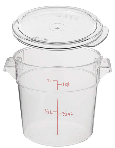 Cambro RFSCW1135 Camwear Clear Round 1 Qt Storage Container with Clear Round Lid RFSCWC1135...