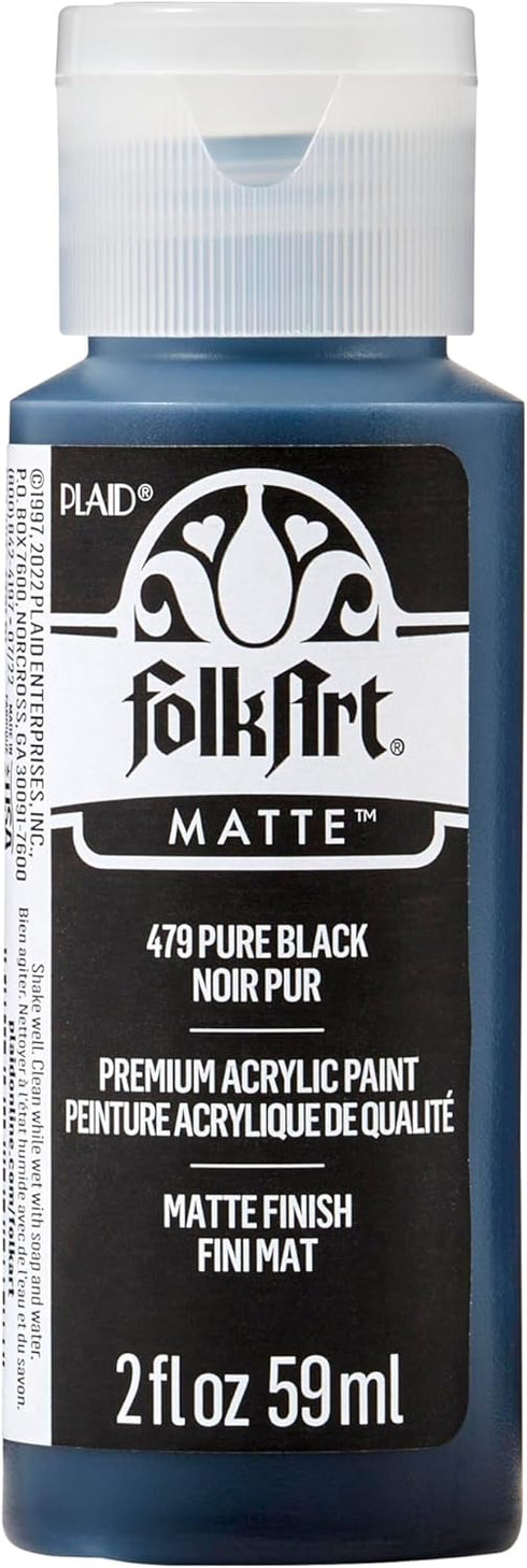 FolkArt Acrylic Paint in Assorted Colors (2 fl oz), 479, Pure Black...