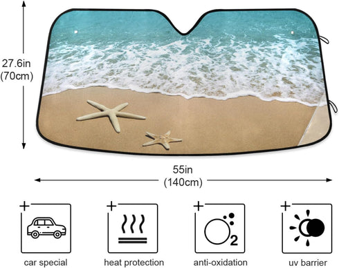 Starfish Beach Car Windshield Sun Shades Blocks UV Rays Sun Visor Protector Foldable Sun Reflector to Keep Your Vehicle Cool...