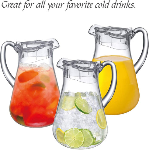 Amazing Abby - Droply - Plastic Pitcher (64 oz, 2 Quart), Clear Water Pitcher with Lid, Fridge Jug, BPA-Free, Shatter-Proof, Great for Iced Tea, S...